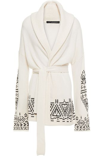360CASHMERE Camila belted embroidered wool and cashmere-blend cardigan
