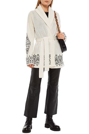 360CASHMERE Camila belted embroidered wool and cashmere-blend cardigan