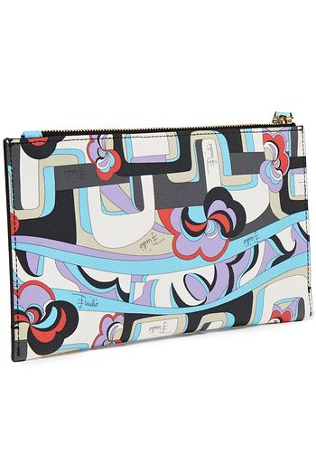 EMILIO PUCCI Leather-trimmed printed faux leather pouch