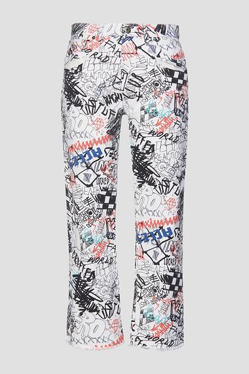 MAISON MARGIELA Hoch sitzende bemalte Cropped Jeans mit geradem Bein und Cut-outs