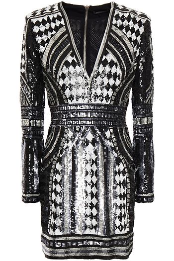 BALMAIN Minikleid aus Mesh mit Pailletten