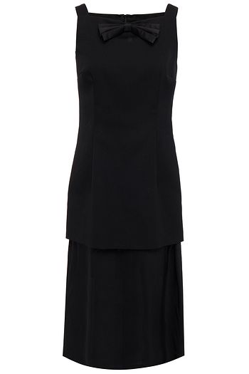MAISON MARGIELA Bow-embellished wool-paneled washed-cupro midi dress