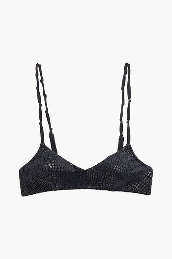 SOLID & STRIPED The April metallic coated velvet triangle bikini top