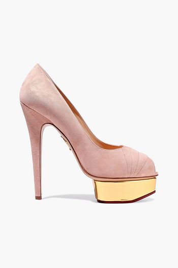 CHARLOTTE OLYMPIA Scalloped suede platform pumps