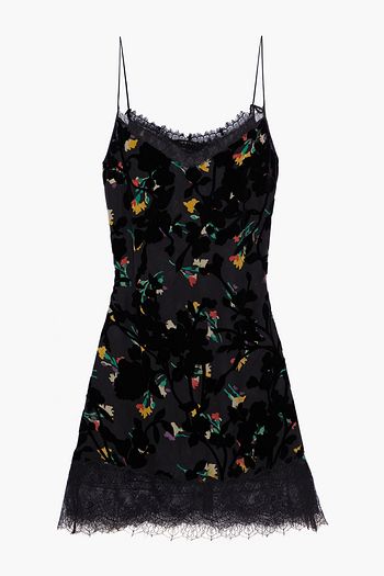 ETRO Flocked floral-print lace and silk-blend chiffon mini dress