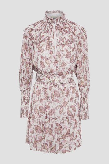 NICHOLAS Abbey belted printed crepe mini dress