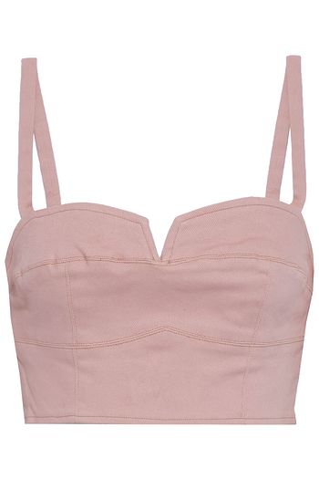 NICHOLAS Ana cropped cotton-blend twill bustier top