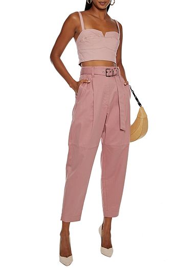 NICHOLAS Ana cropped cotton-blend twill bustier top