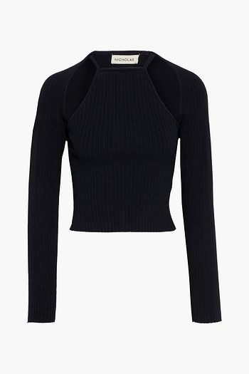 NICHOLAS Luna cropped ribbed-knit cardigan and top set
