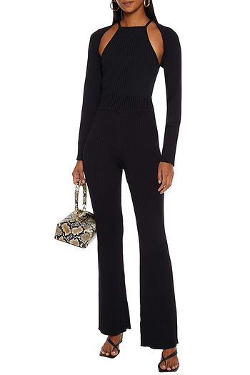 NICHOLAS Luna cropped ribbed-knit cardigan and top set