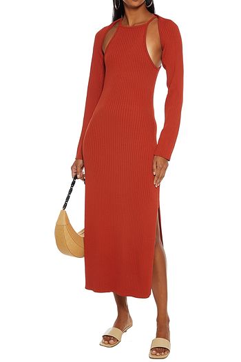 NICHOLAS Estela ribbed-knit cardigan and midi dress set