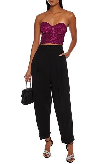 RETROFÊTE Katie strapless sequined woven bustier top