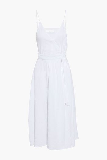 SEAFOLLY Crinkled-cotton midi wrap dress