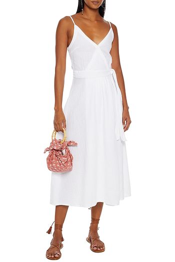 SEAFOLLY Crinkled-cotton midi wrap dress