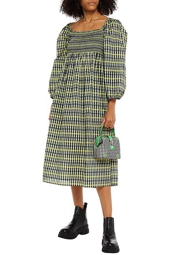 BAUM UND PFERDGARTEN Aquina shirred gingham seersucker dress