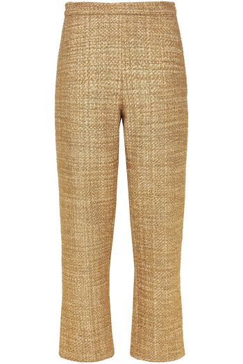 OSCAR DE LA RENTA Cropped metallic tweed straight-leg pants