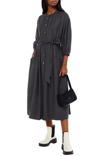 &DAUGHTER Demi belted wool and cashmere-blend flannel midi shirt dress