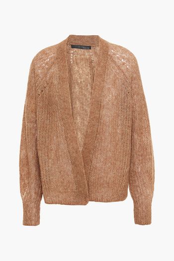 360CASHMERE Pointelle-trimmed metallic open-knit alpaca-blend cardigan