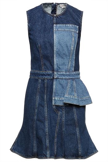 ALEXANDER MCQUEEN Denim peplum mini dress