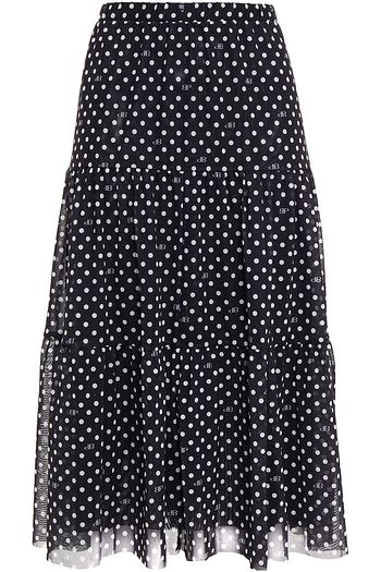BAUM UND PFERDGARTEN Jucile tiered polka-dot stretch-mesh midi skirt