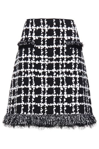 OSCAR DE LA RENTA Fringed jacquard-knit mini skirt