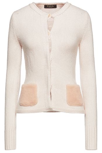LORO PIANA Cardigan aus einer Kaschmirmischung mit Shearling-Besatz