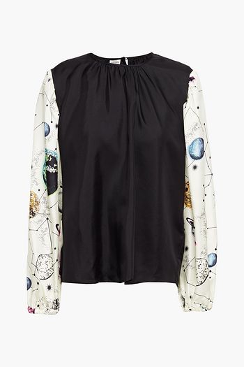 BAUM UND PFERDGARTEN Mariama gathered paneled silk-twill blouse