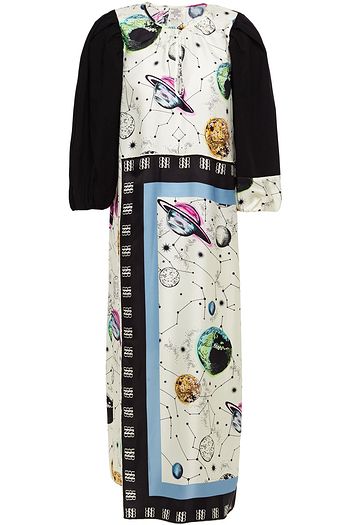 BAUM UND PFERDGARTEN Ajani paneled printed silk-twill and organic cotton midi dress