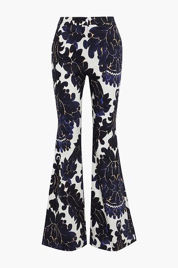 ADAM LIPPES Printed cotton-blend twill flared pants