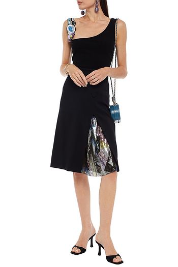 EMILIO PUCCI Embellished paneled stretch-crepe skirt