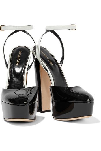 SERGIO ROSSI Two-tone patent-leather platform pumps