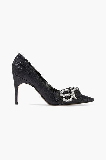 SERGIO ROSSI sr Icona embellished glittered satin pumps