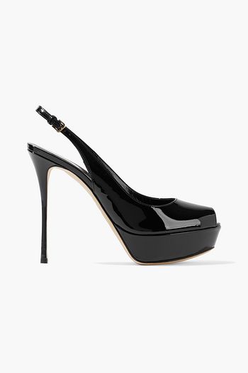 SERGIO ROSSI Patent-leather platform slingback pumps
