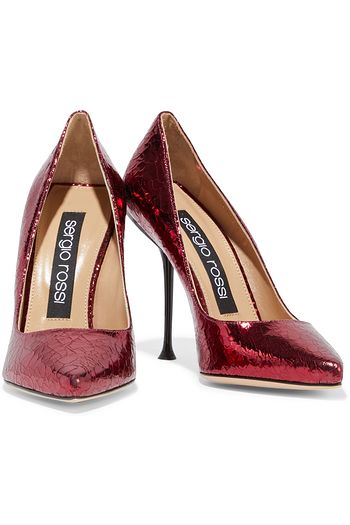 SERGIO ROSSI sr Milano metallic cracked-leather pumps