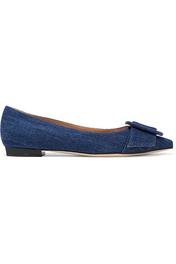 SERGIO ROSSI sr Milano Mia buckled denim point-toe flats