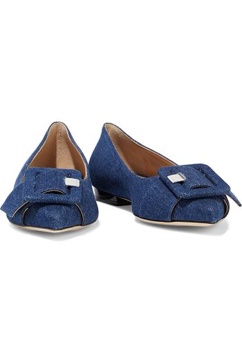 SERGIO ROSSI sr Milano Mia buckled denim point-toe flats