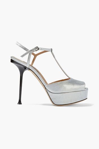 SERGIO ROSSI sr Milano metallic textured-leather platform sandals