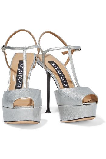 SERGIO ROSSI sr Milano metallic textured-leather platform sandals