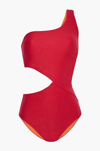 SOLID & STRIPED The Claudia reversible one-shoulder cutout swimsuit