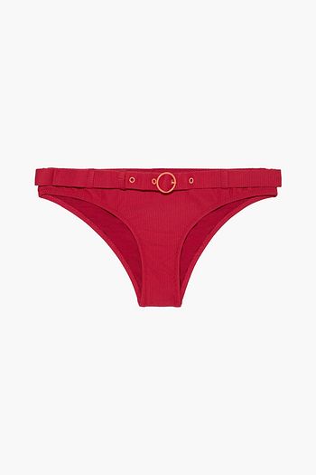 SOLID & STRIPED The Rachel belted textured low-rise bikini briefs
