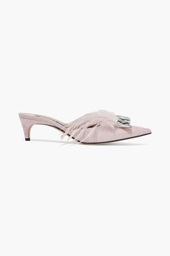 SERGIO ROSSI sr1 embellished suede mules