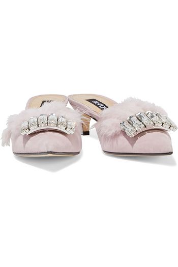 SERGIO ROSSI sr1 embellished suede mules