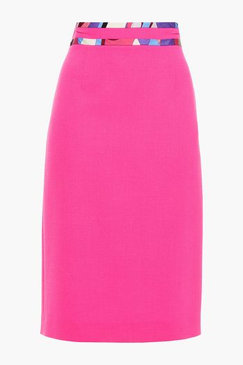 EMILIO PUCCI Silk-trimmed wool-crepe pencil skirt