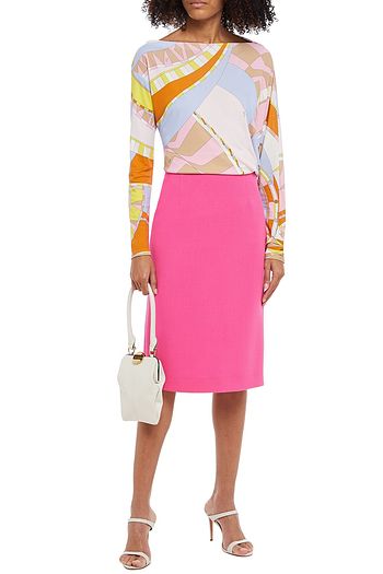 EMILIO PUCCI Silk-trimmed wool-crepe pencil skirt
