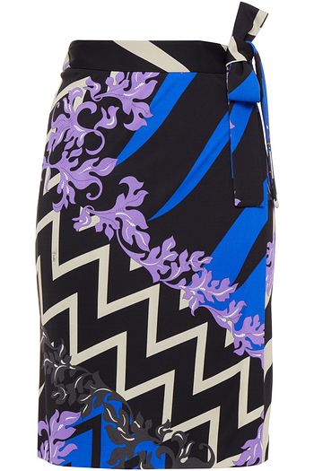 EMILIO PUCCI Wrap-effect printed satin-jersey skirt