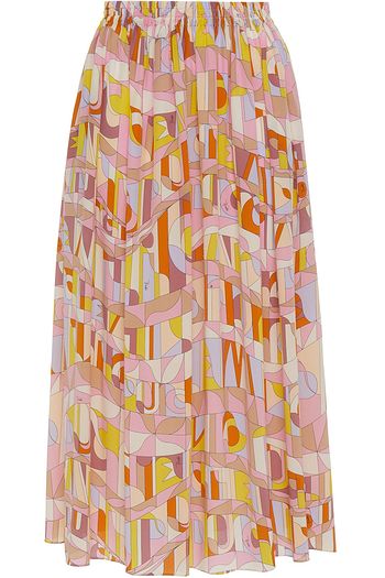 EMILIO PUCCI Gathered printed silk crepe de chine midi skirt