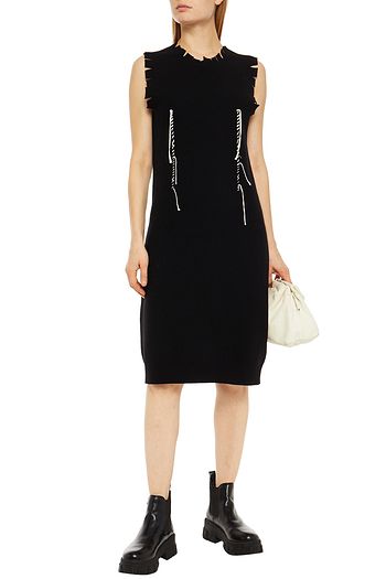 MAISON MARGIELA Whipstitched frayed wool-blend dress