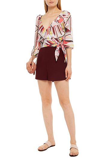 EMILIO PUCCI Printed cotton-gauze wrap top