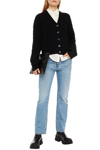 MAISON MARGIELA Ribbed wool-blend and tinsel cardigan