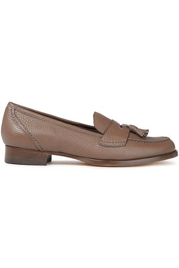 LORO PIANA Tasseled textured-leather loafers